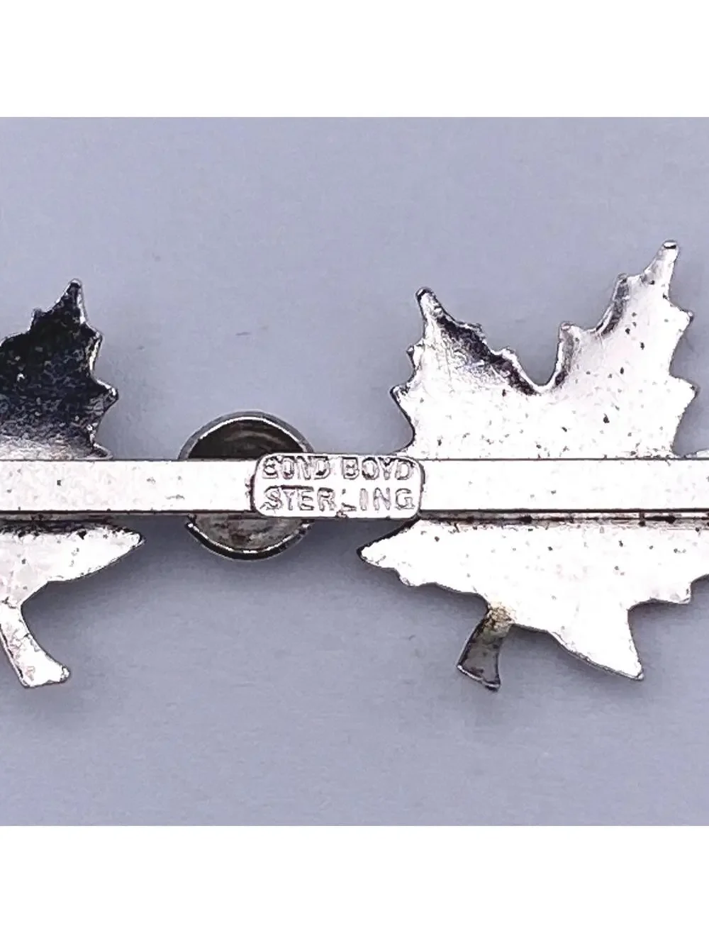 Vintage BOND BOYD Sterling Silver Maple Leaf Brooch, Bar Brooch.